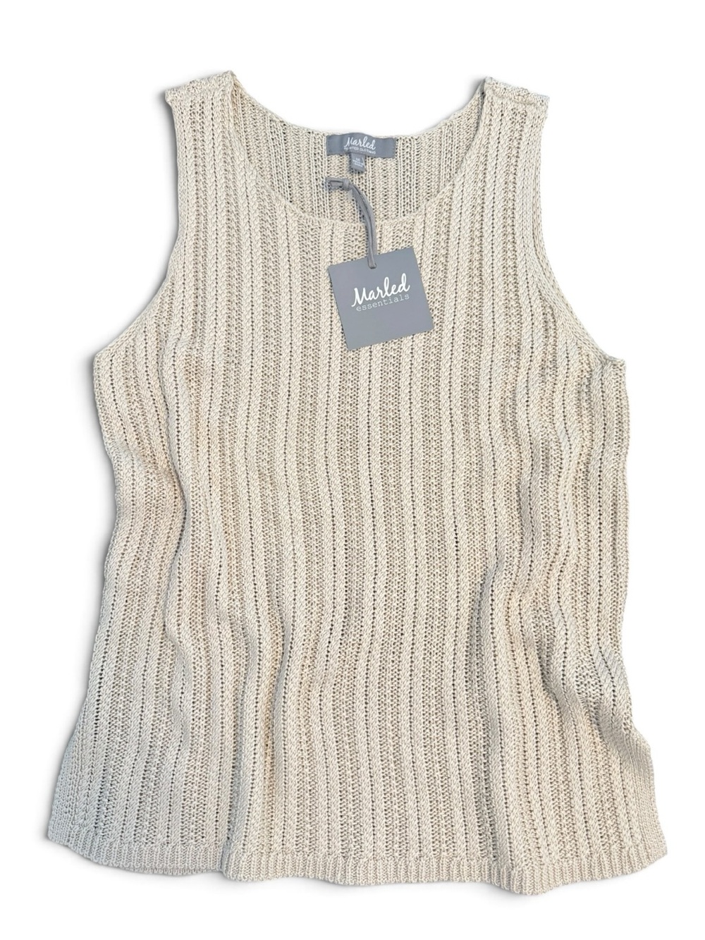NWT Marled Essentials Beige Khaki Sweater Knit Tank Top, Blouse, Women’s Medium